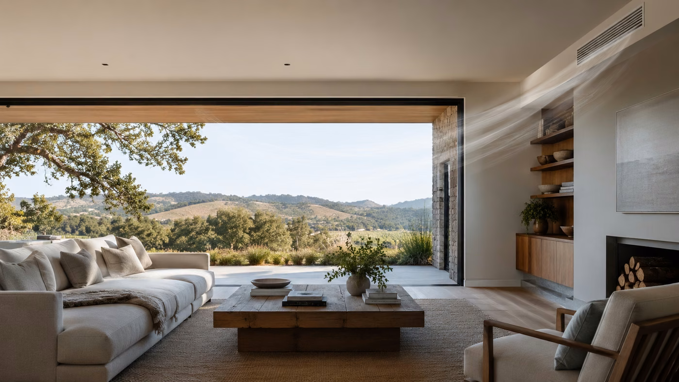 Marin County home cooled by an Aaero high-efficiency central air conditioning system